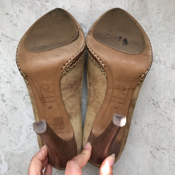 Alexander McQueen || Suede Peep Toe Heels Size 39 - Picture 6 of 8